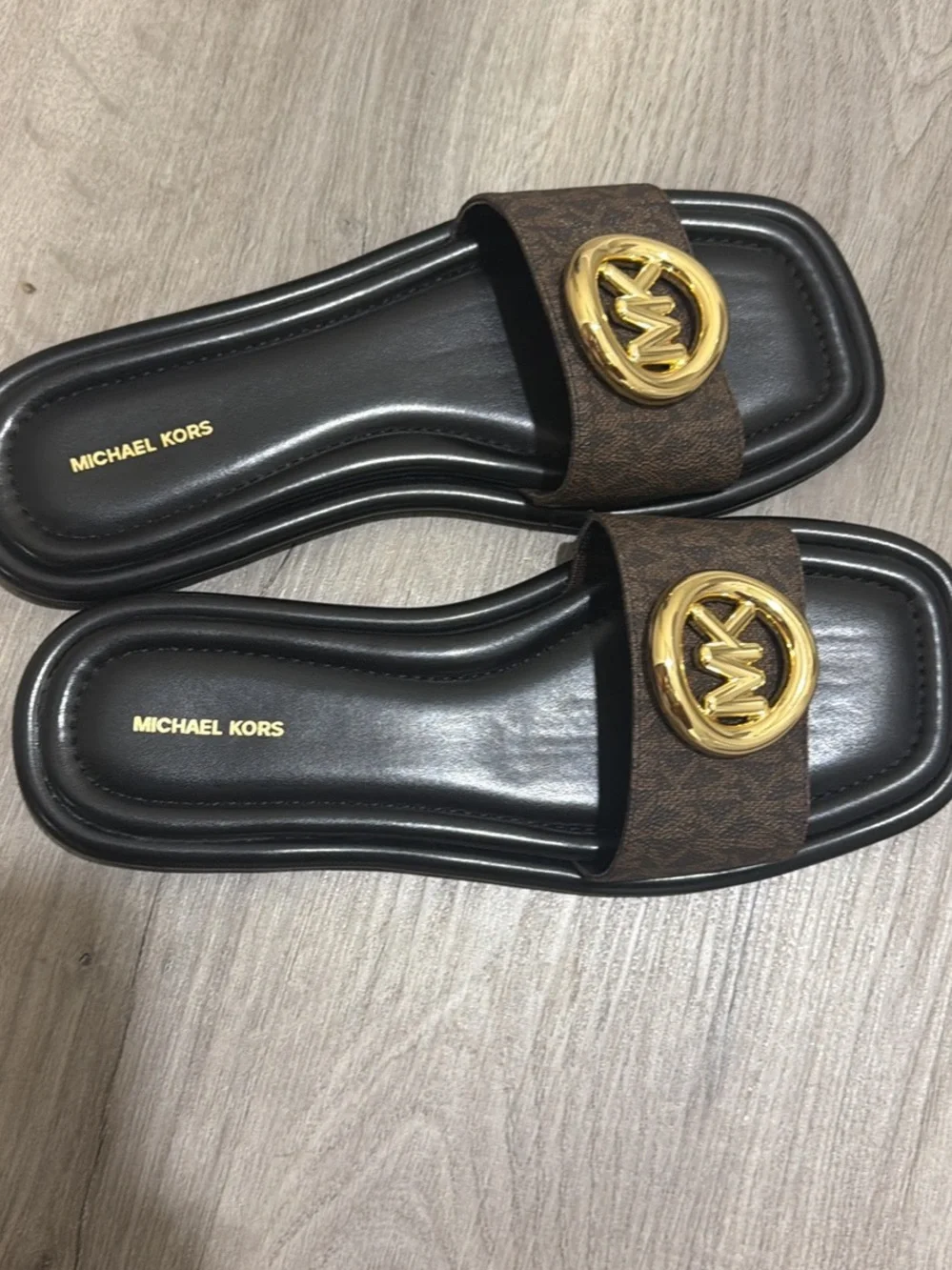 size 8’5michael kors sandals brown leather women’s